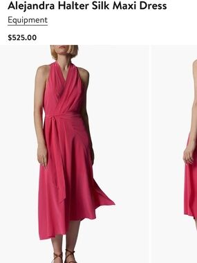 Equipment Halter Silk Maxi Dress in Fuchsia